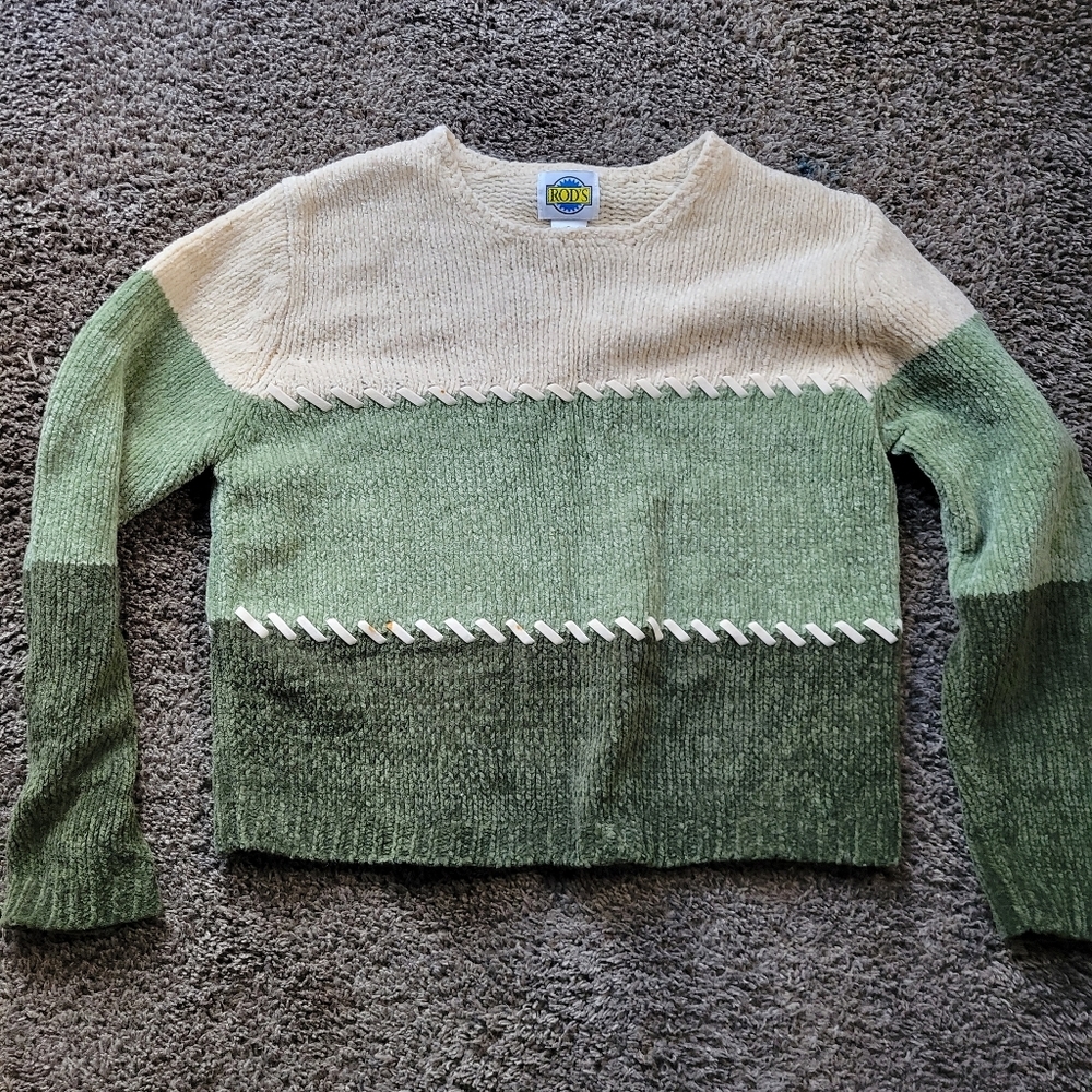 Vintage Rods Western Cropped Acrylic Sweater Woman's Small Green